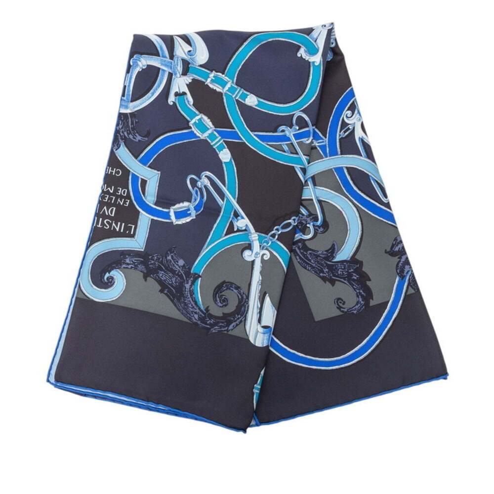 HERMES Blue Silk Scarf - Picture 2 of 9